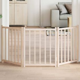 Dog Gate Foldable 3 Panels 59.1 " Solid Wood Fir