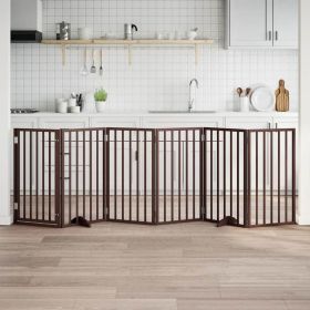Dog Gate Set of 6 Brown Poplar Wood 118.1 in total length