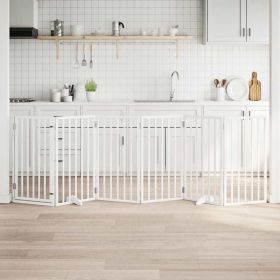 Dog Gate Set of 6 White Poplar wood 118.1 in long Foldable