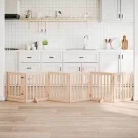 Dog Gate Set of 6 Light brown Poplar wood 118.1 in total length
