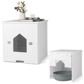 20" Wooden Cat Litter Box White End Table