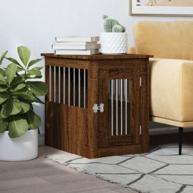 Dog Crate Furniture Brown Oak Engineered Wood, Steel Medium