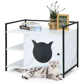 Wooden cat litter box, cat house with 2-level storage shelf living room end table (default: default title)